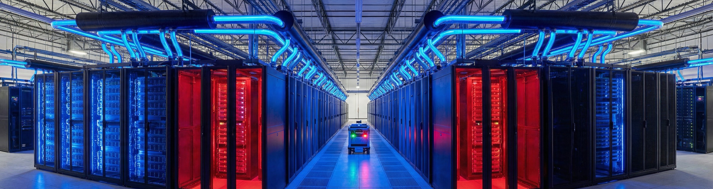 Server racks and cooling infrastructure in a modern data center