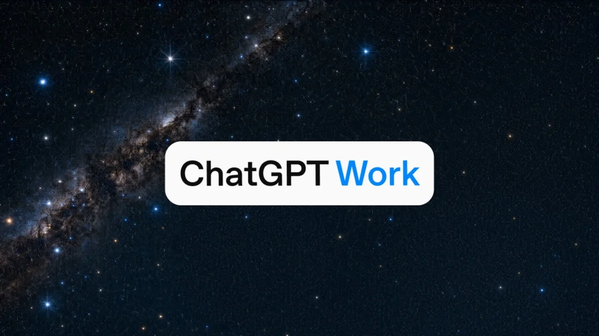 OpenAI ChatGPT Work announcement graphic: the ChatGPT Work wordmark on a starfield background